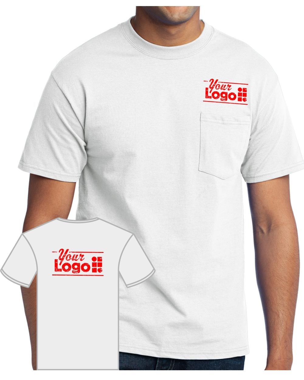 Port & Company S/S Blend Pocket Custom T-Shirt, color: White