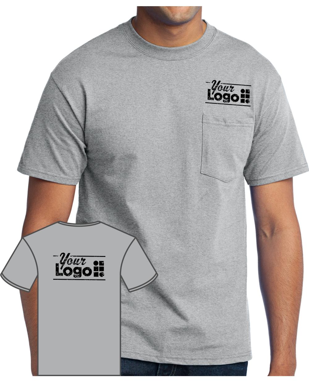 Port & Company S/S Blend Pocket Custom T-Shirt, color: Athletic Heather