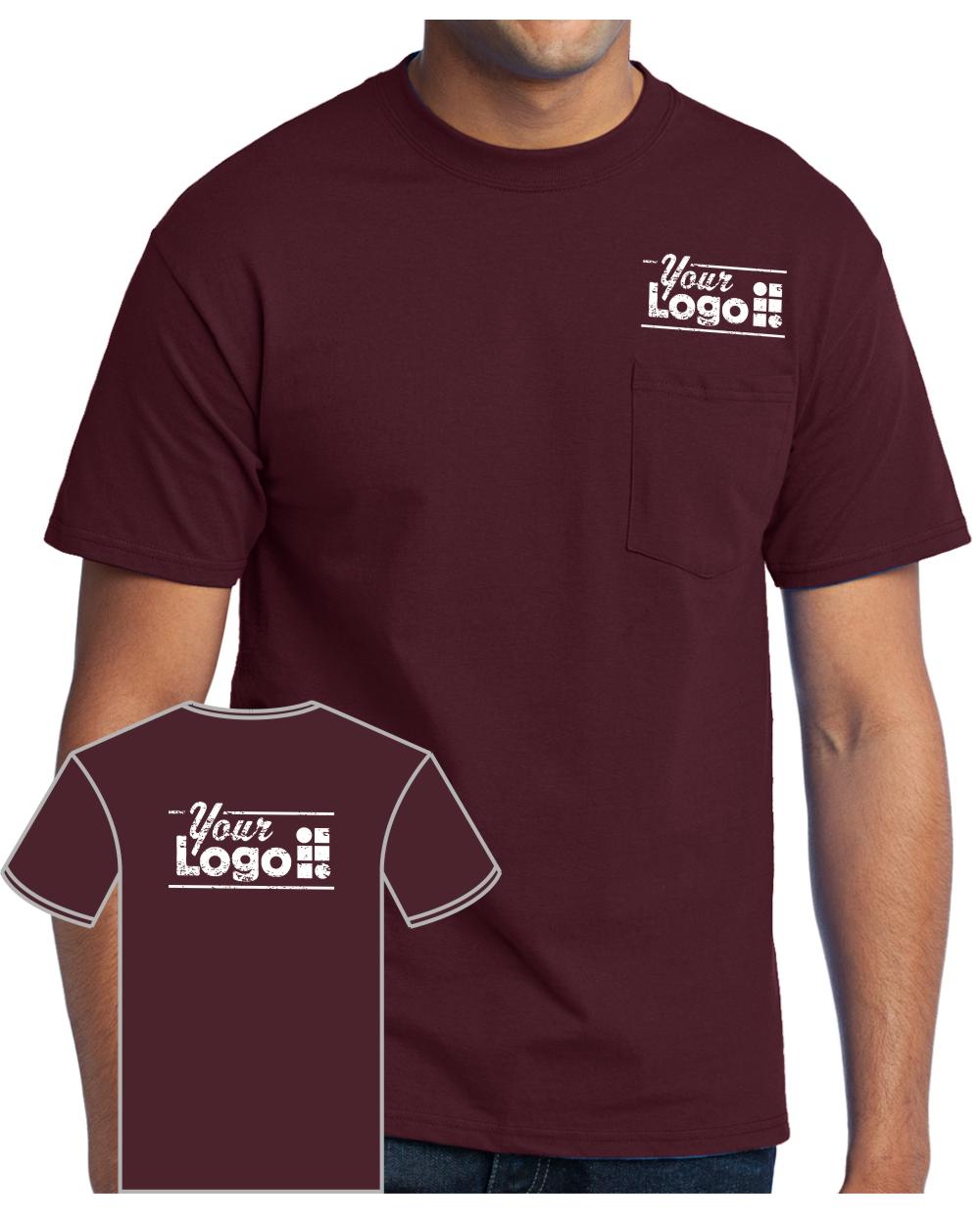 Port & Company S/S Blend Pocket Custom T-Shirt, color: Athletic Maroon