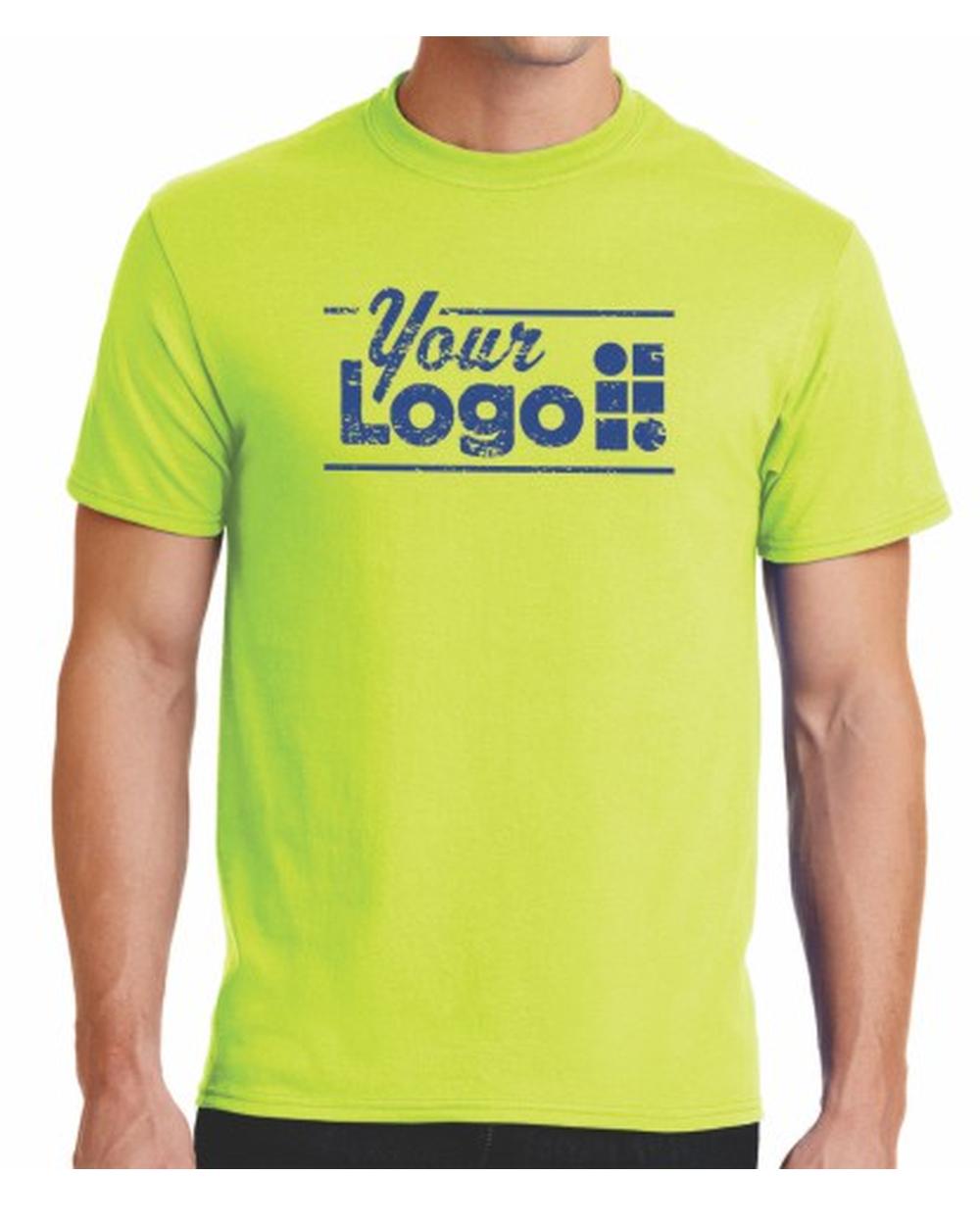 Port & Company S/S Blend Crewneck Custom T-Shirt, color: Safety Green