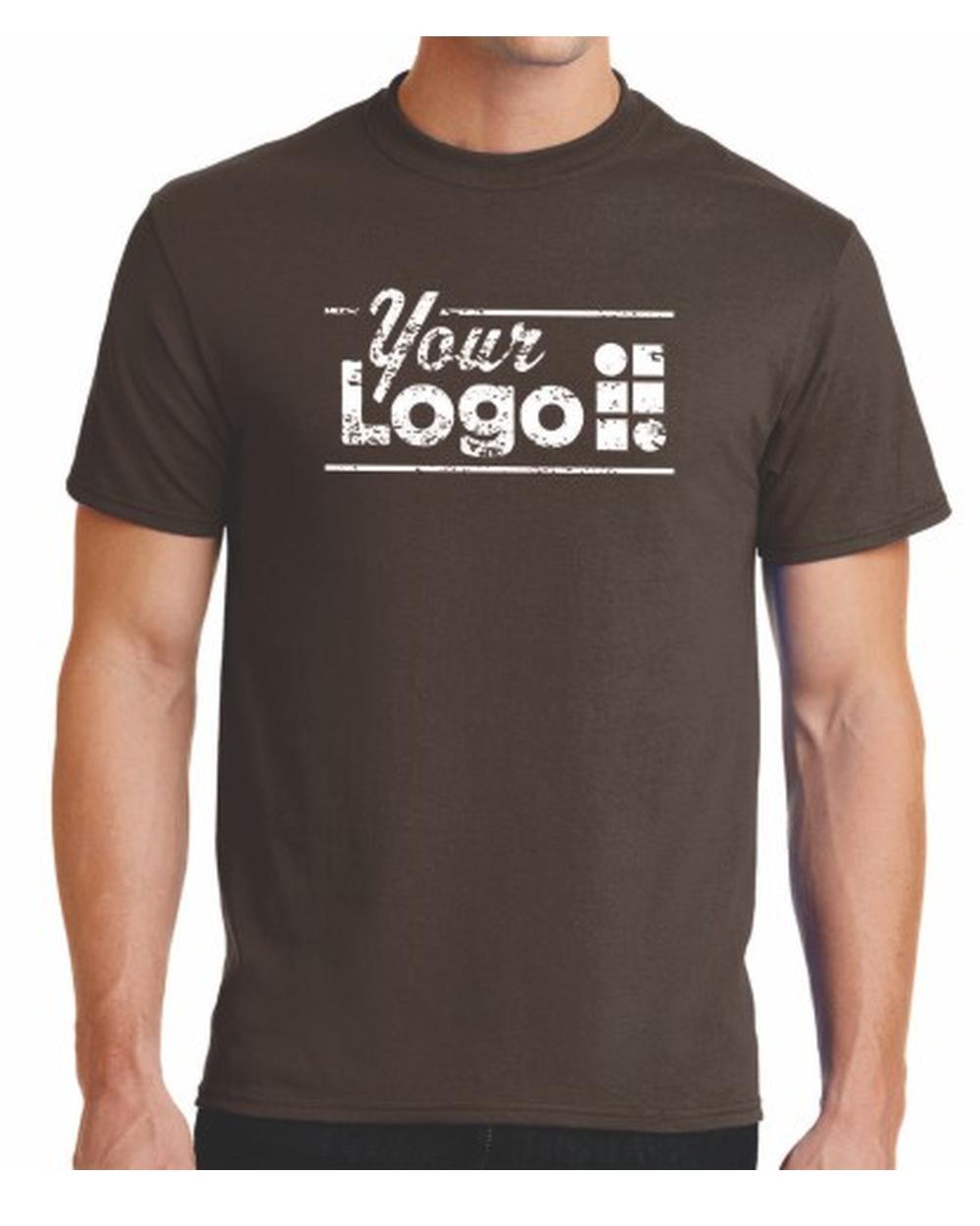 Port & Company S/S Blend Crewneck Custom T-Shirt, color: Brown
