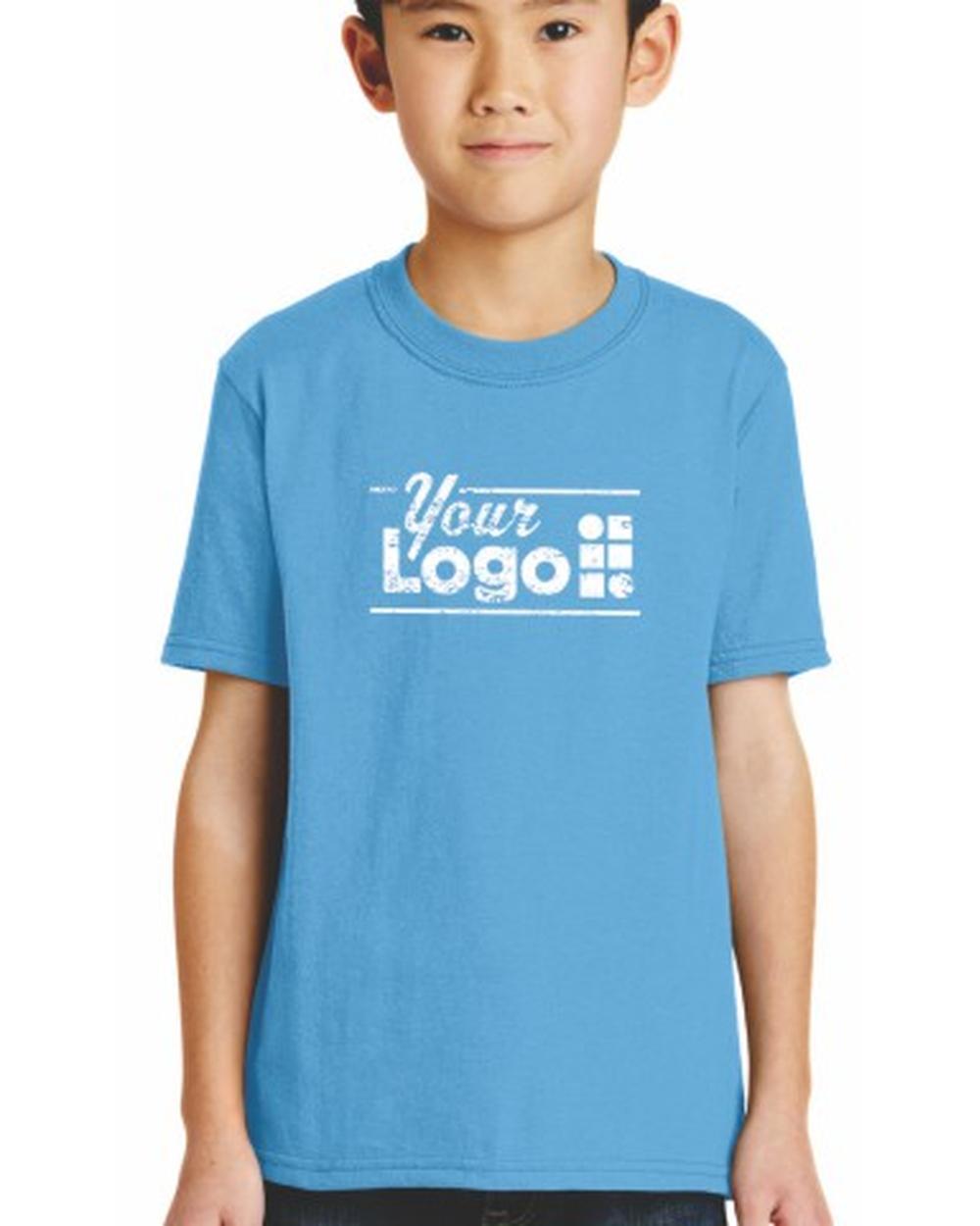 Port & Company S/S Blend Crewneck Custom T-Shirt, color: Aquatic Blue