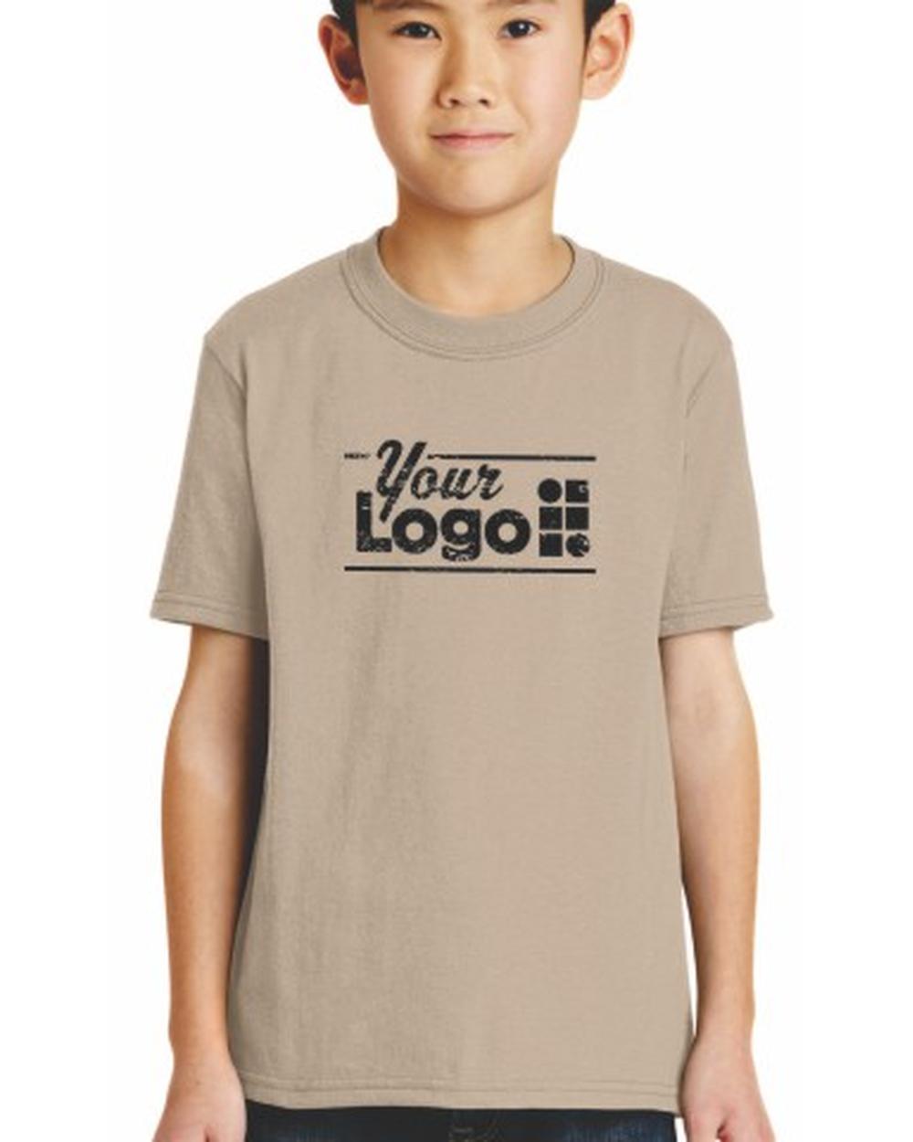 Port & Company S/S Blend Crewneck Custom T-Shirt, color: Desert Sand