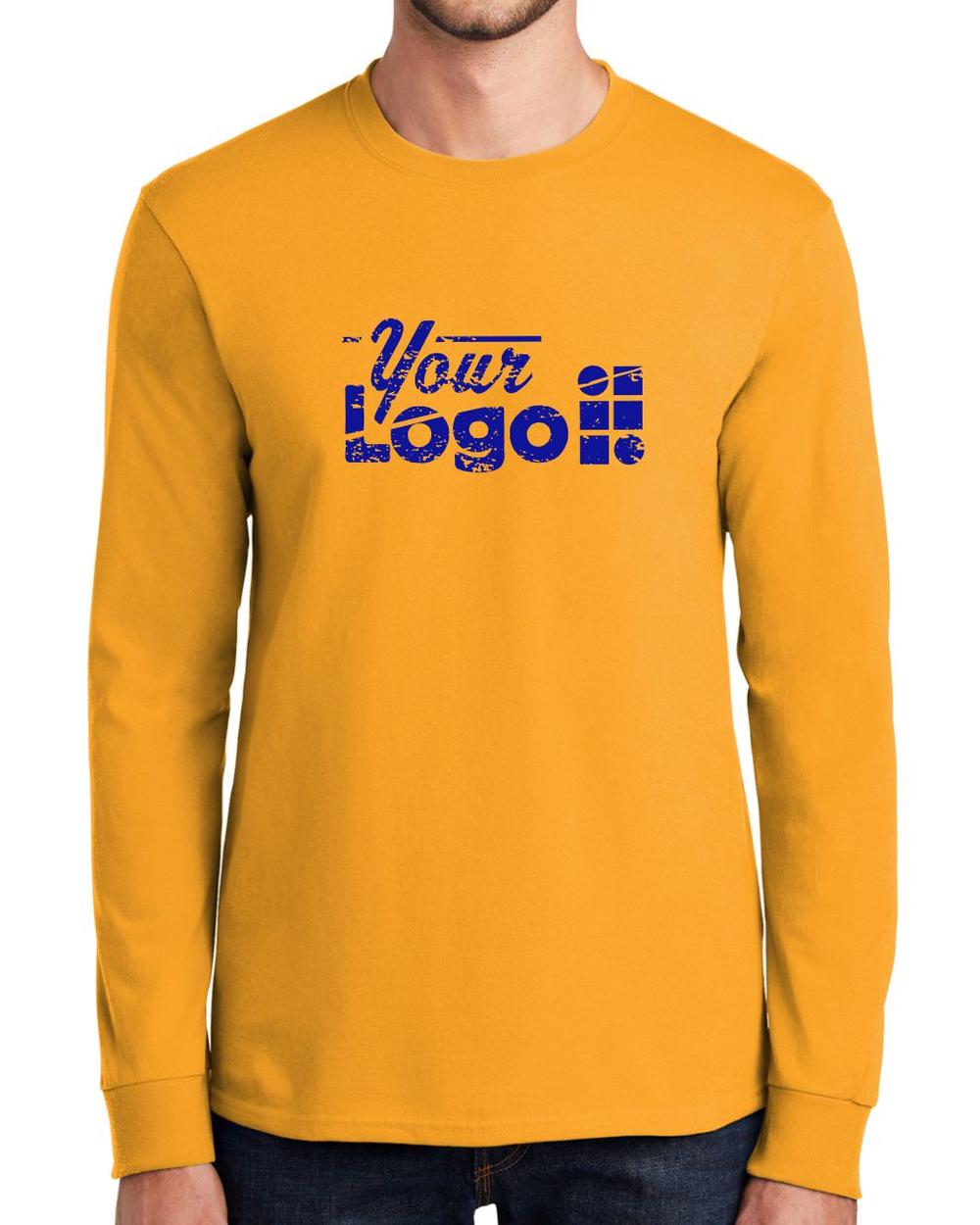 Port & Company L/S Essential Custom T-Shirt, color: Gold