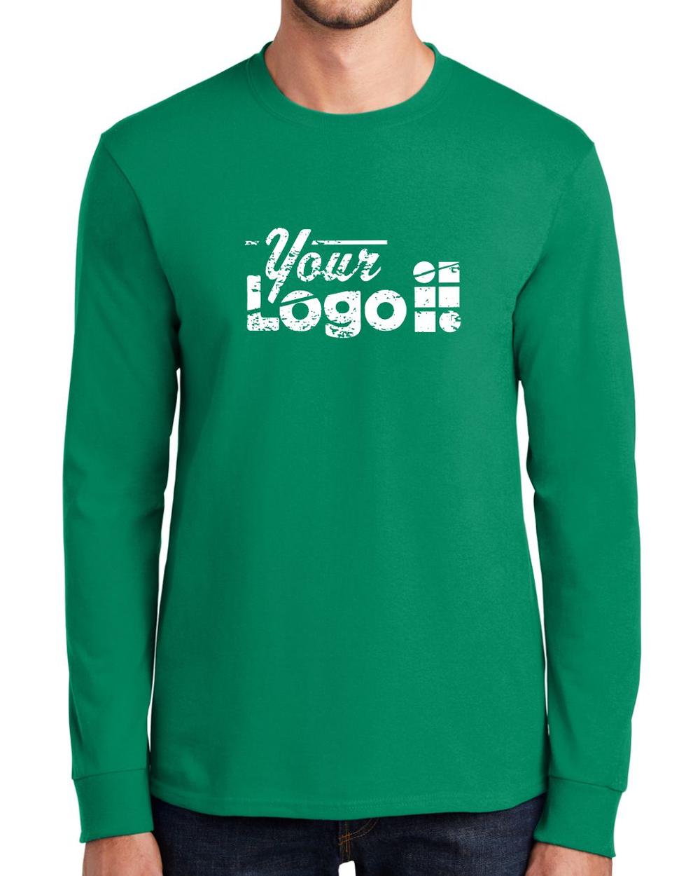 Port & Company L/S Essential Custom T-Shirt, color: Kelly