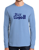 Port & Company L/S Essential Custom T-Shirt, color: Light Blue