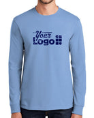 Port & Company L/S Essential Custom T-Shirt, color: Light Blue