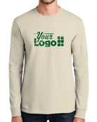Port & Company L/S Essential Custom T-Shirt, color: Natural