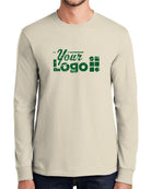 Port & Company L/S Essential Custom T-Shirt, color: Natural