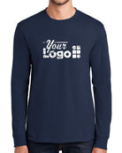 Port & Company L/S Essential Custom T-Shirt, color: Navy