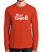 Port & Company L/S Essential Custom T-Shirt, color: Orange