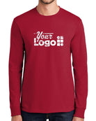 Port & Company L/S Essential Custom T-Shirt, color: Red