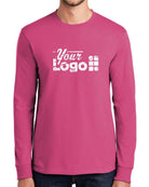Port & Company L/S Essential Custom T-Shirt, color: Sangria