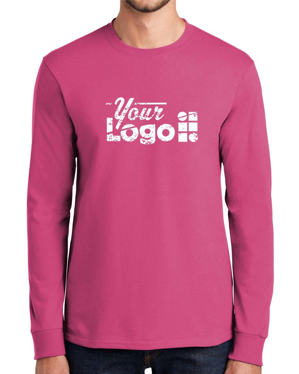 Port & Company L/S Essential Custom T-Shirt, color: Sangria