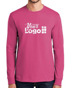 Port & Company L/S Essential Custom T-Shirt, color: Sangria