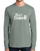 Port & Company L/S Essential Custom T-Shirt, color: Stonewashed Green