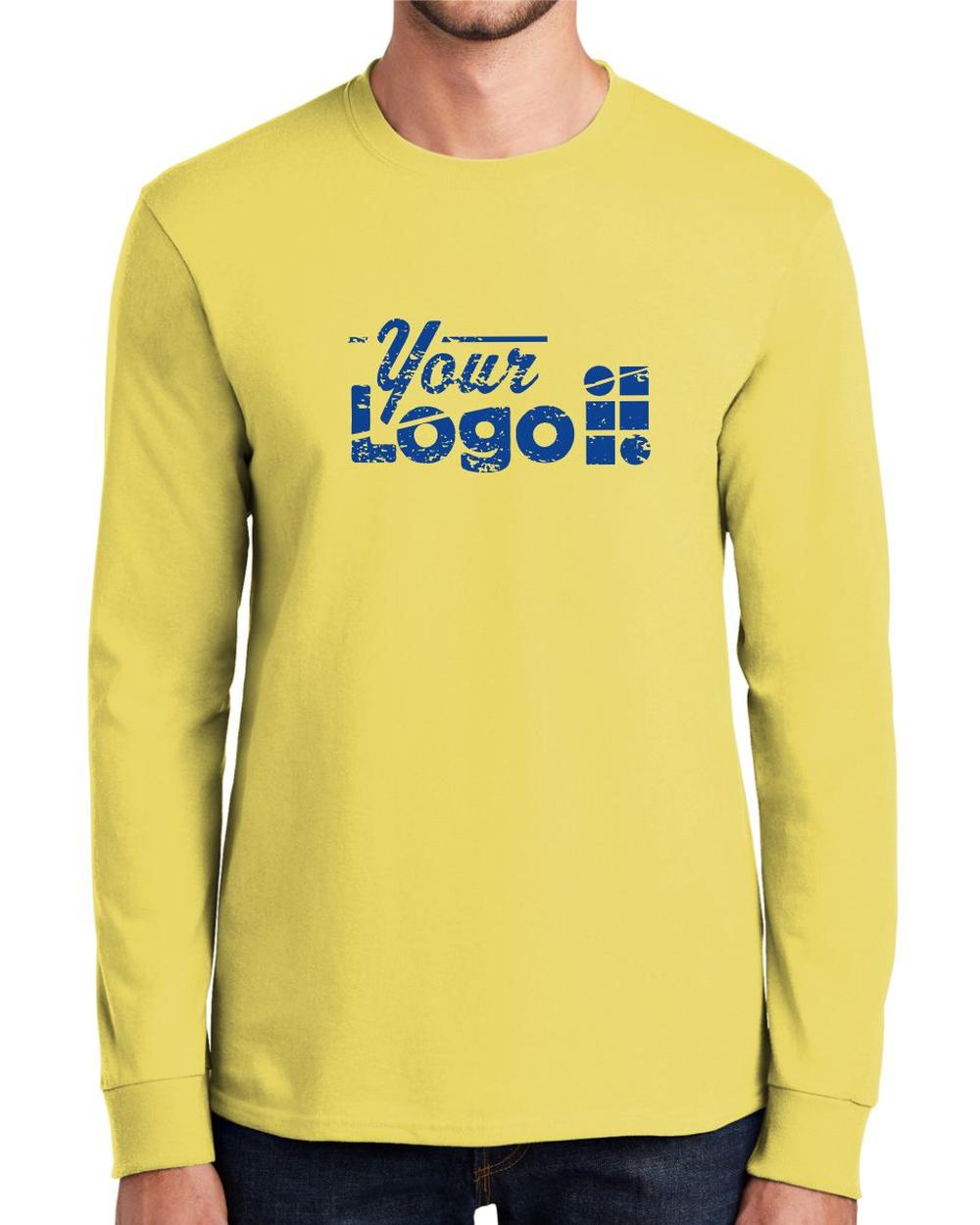 Port & Company L/S Essential Custom T-Shirt, color: Yellow