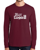 Port & Company L/S Essential Custom T-Shirt, color: Cardinal