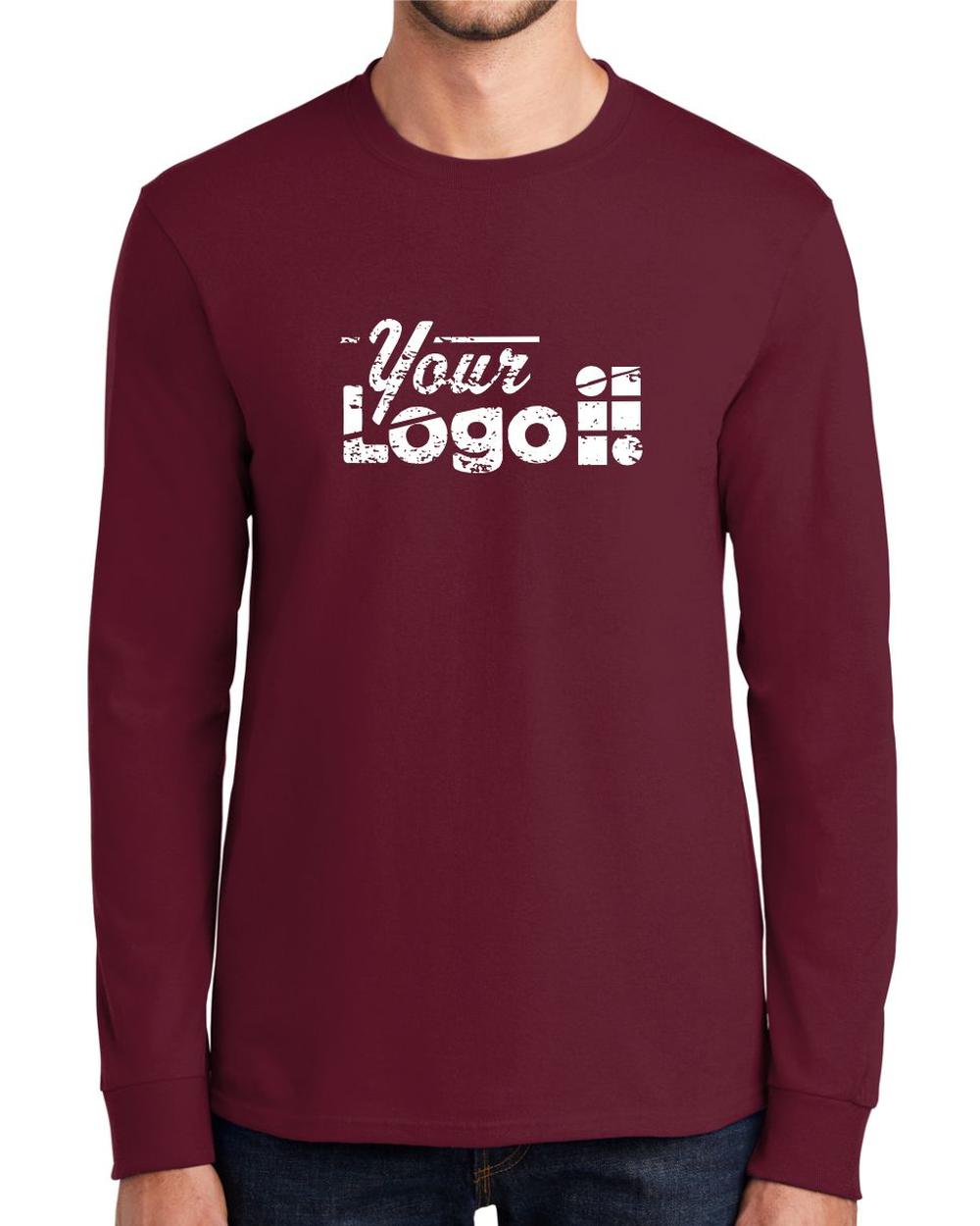 Port & Company L/S Essential Custom T-Shirt, color: Cardinal