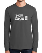 Port & Company L/S Essential Custom T-Shirt, color: Charcoal