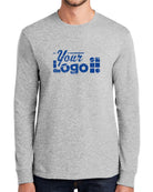 Port & Company L/S Essential Custom T-Shirt, color: Ash