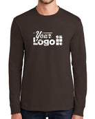 Port & Company L/S Essential Custom T-Shirt, color: Dark Chocolate Brown