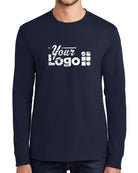 Port & Company L/S Essential Custom T-Shirt, color: Deep Navy