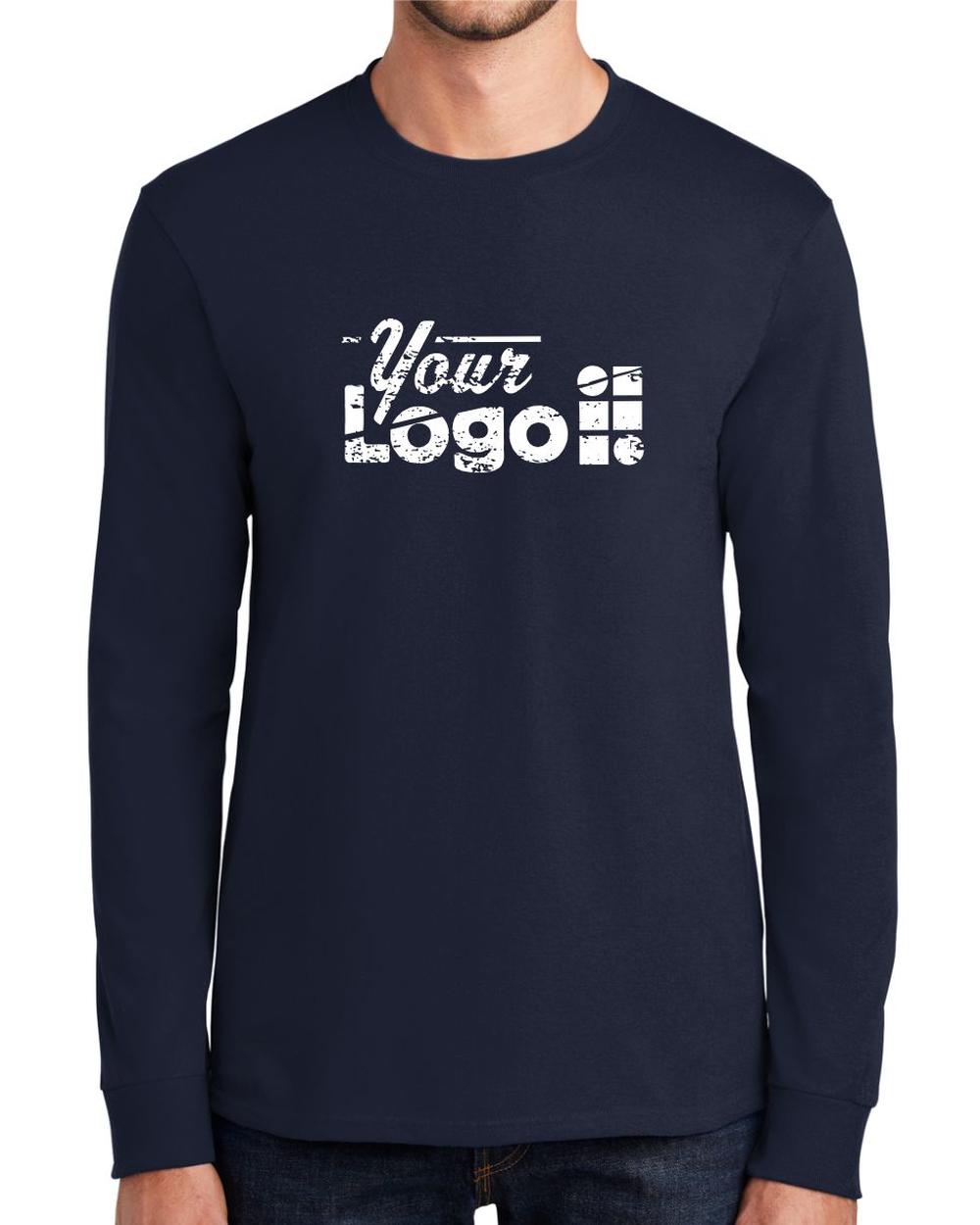 Port & Company L/S Essential Custom T-Shirt, color: Deep Navy