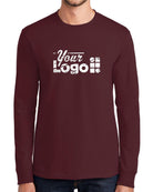 Port & Company L/S Essential Custom T-Shirt, color: Athletic Maroon