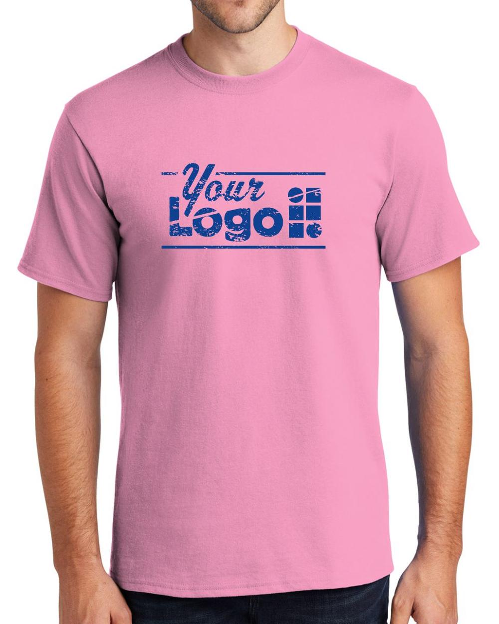 Port & Company S/S Essential Custom T-Shirt, color: Candy Pink