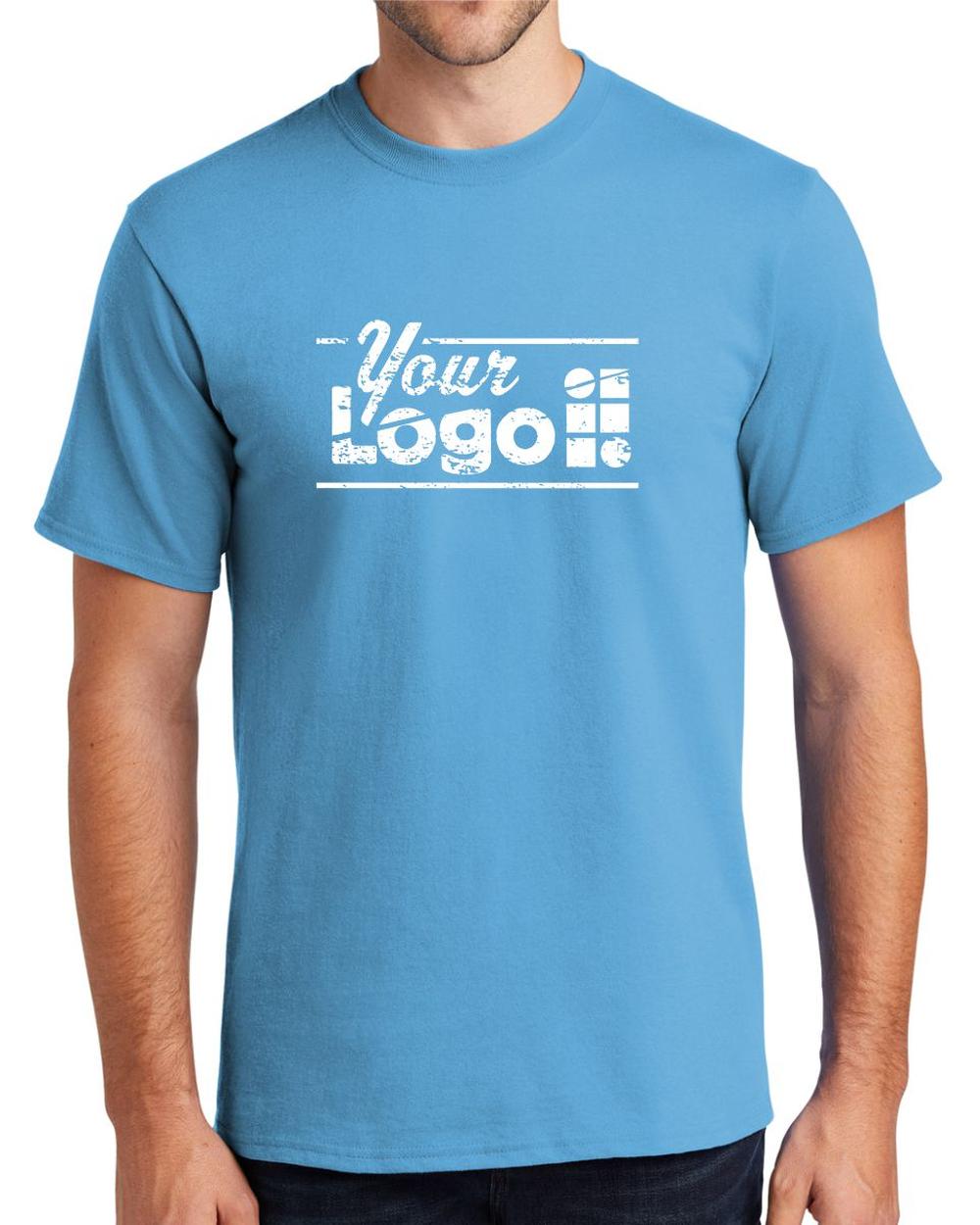 Port & Company S/S Essential Custom T-Shirt, color: Aquatic Blue