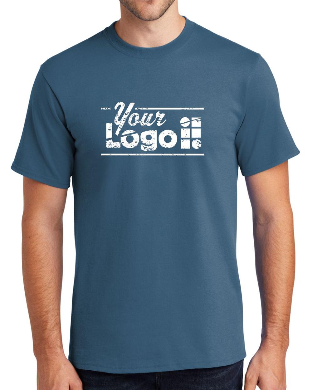 Port & Company S/S Essential Custom T-Shirt, color: Colonial Blue