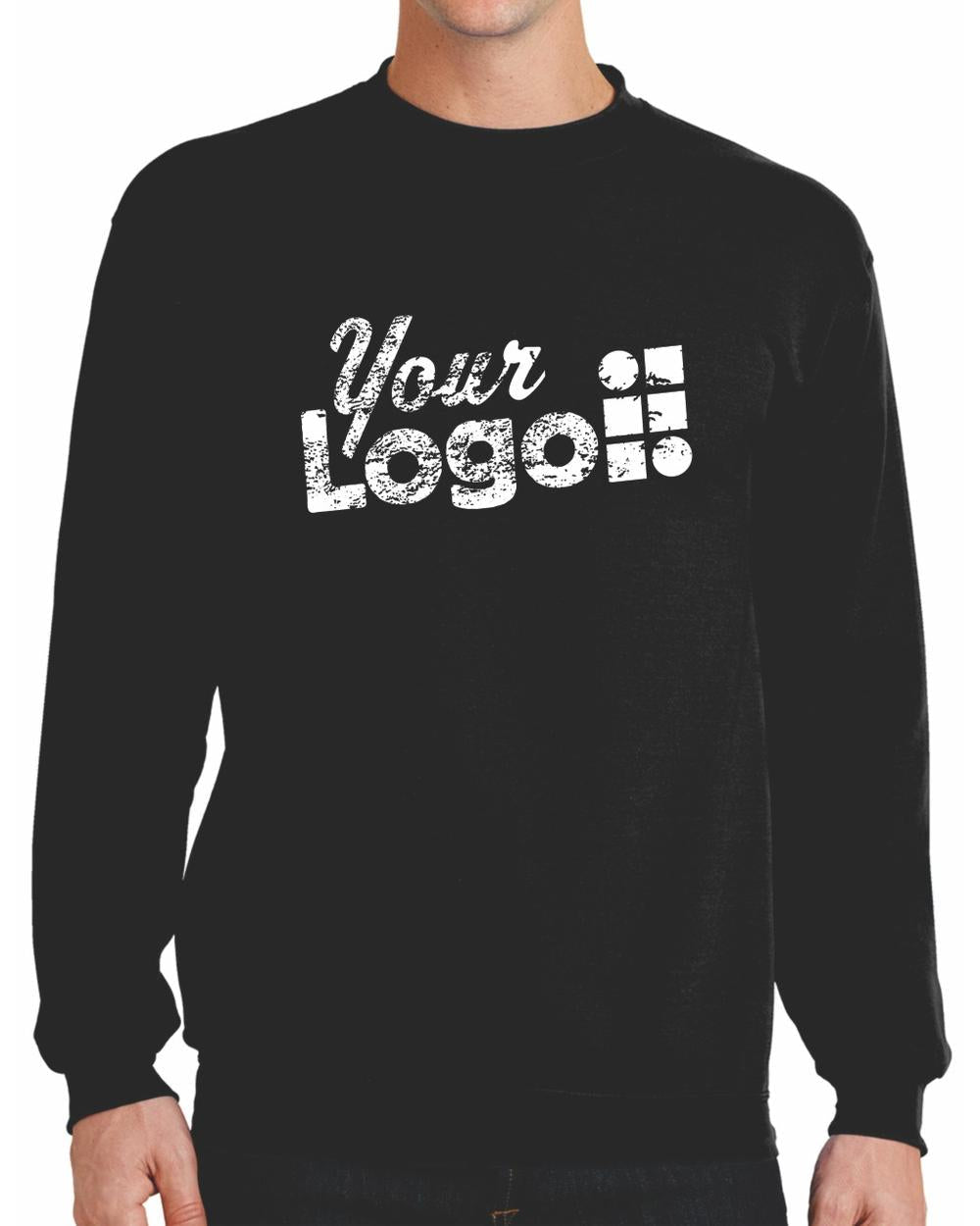Port & Company Core Fleece Crewneck Custom Sweatshirt, color: Jet Black