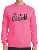 Port & Company Core Fleece Crewneck Custom Sweatshirt, color: Neon Pink