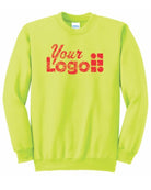 Port & Company Ultimate Crewneck Custom Sweatshirt, color: Safety Green