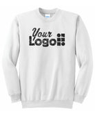 Port & Company Ultimate Crewneck Custom Sweatshirt, color: White
