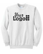 Port & Company Ultimate Crewneck Custom Sweatshirt, color: White