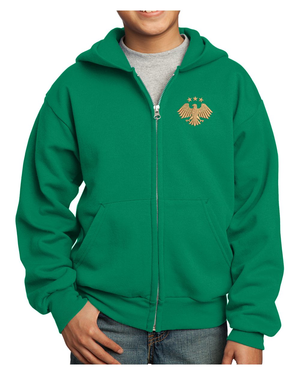 Port & Company Ultimate Full-Zip Syria's New Eagle Hoodie, color: Kelly