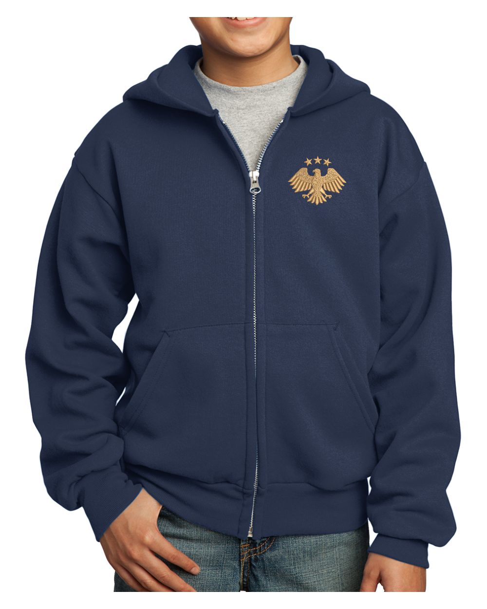Port & Company Ultimate Full-Zip Syria's New Eagle Hoodie, color: Navy