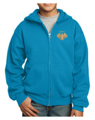 Port & Company Ultimate Full-Zip Syria's New Eagle Hoodie, color: Neon Blue