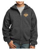 Port & Company Ultimate Full-Zip Syria's New Eagle Hoodie, color: Dark Heather Grey