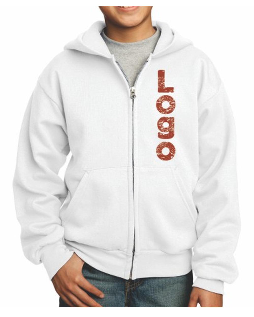Port & Company Ultimate Full-Zip Custom Hoodie, color: White