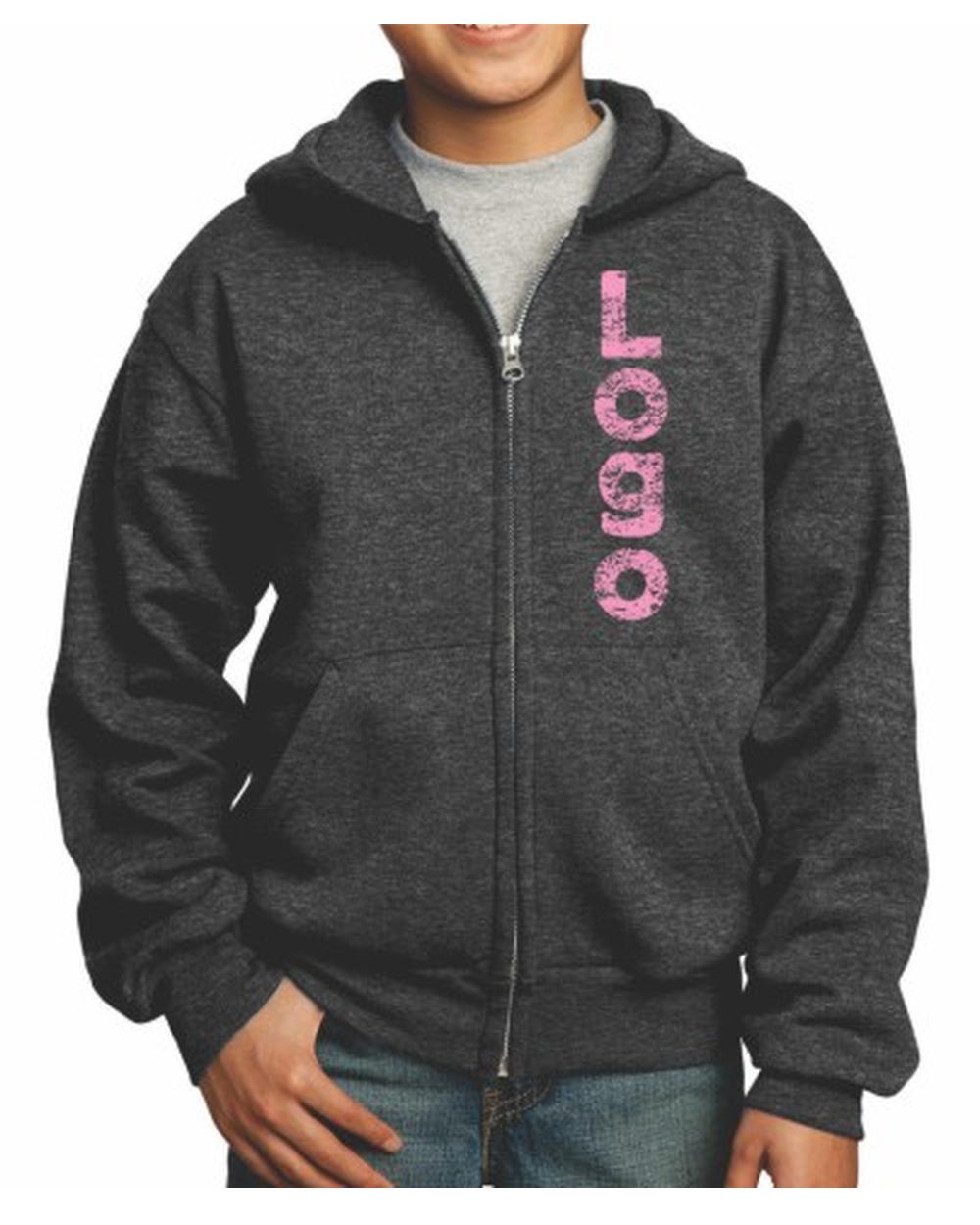 Port & Company Ultimate Full-Zip Custom Hoodie, color: Dark Heather Grey