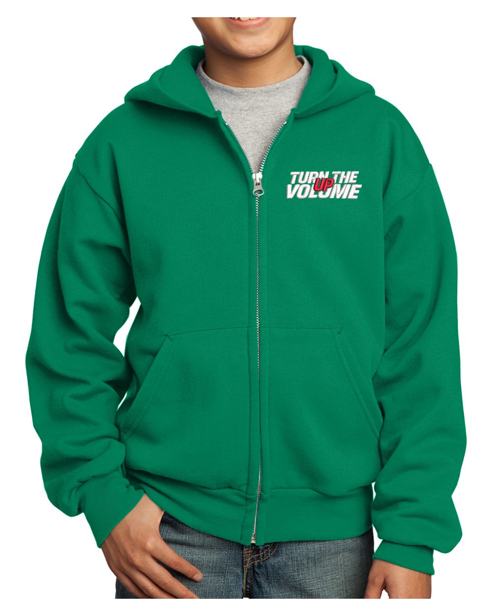 Port & Company Ultimate Full-Zip Turn The Volume Up Hoodie, color: Kelly