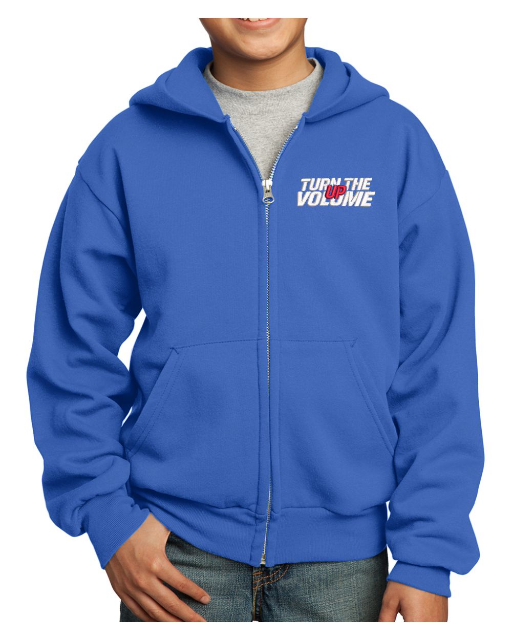 Port & Company Ultimate Full-Zip Turn The Volume Up Hoodie, color: Royal