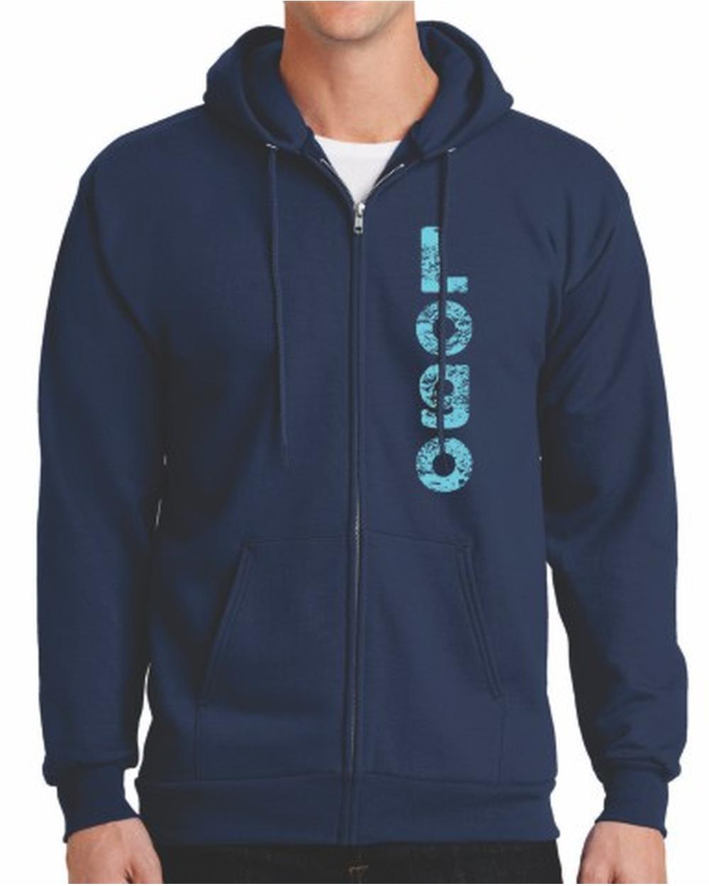 Port & Company Ultimate Full-Zip Custom Hoodie, color: Navy