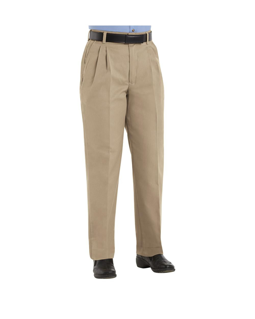 RedKap Women's Pleated-Front Twill Work Pant, color: Khaki