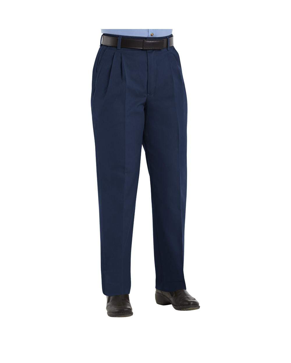 RedKap Women's Pleated-Front Twill Work Pant, color: Navy