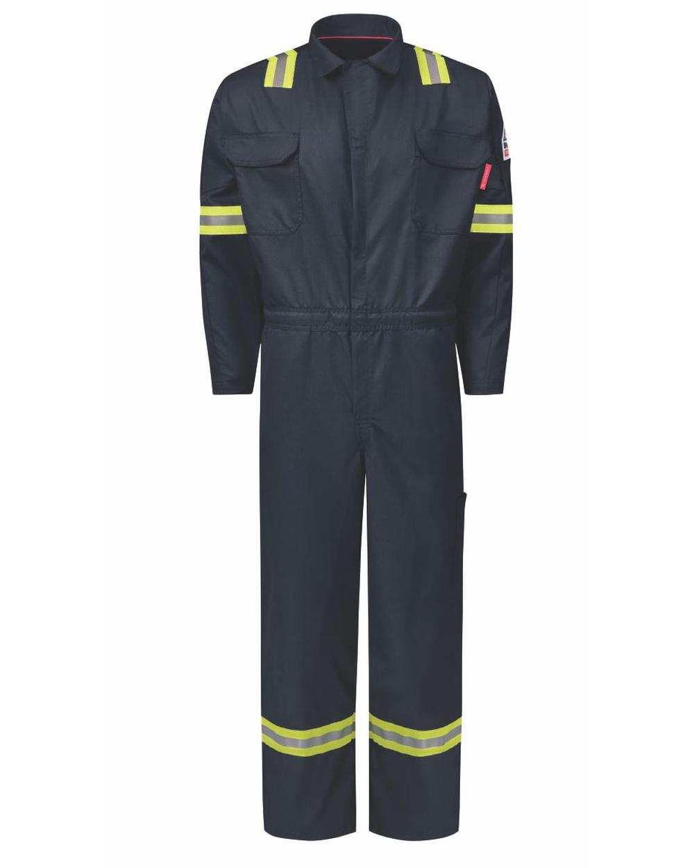 Bulwark IQ Series Nomex Midweight Mobility Hi-Vis Flame Resistant Coverall, color: Navy