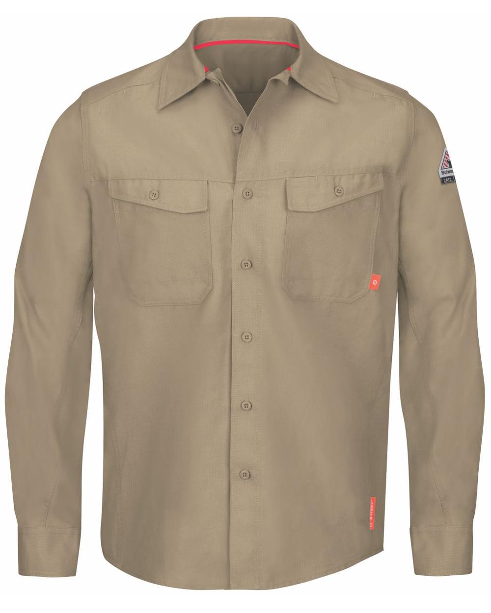 Bulwark L/S IQ Series Endurance Collection Flame Resistant Shirt, color: Khaki